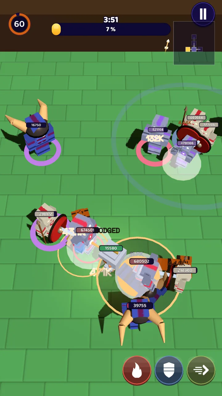 A rift in progress with the timer and progress bar at the top, and enemy attack warnings on the floor.