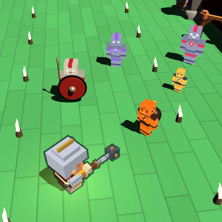 First floor of The Belfry: light green tiles in full light, with the hero and several enemies.