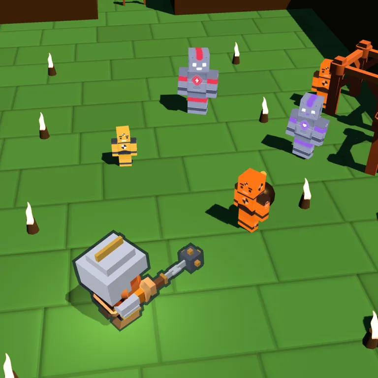 First floor of The Mines: olive-green tiles with the hero and several enemies.